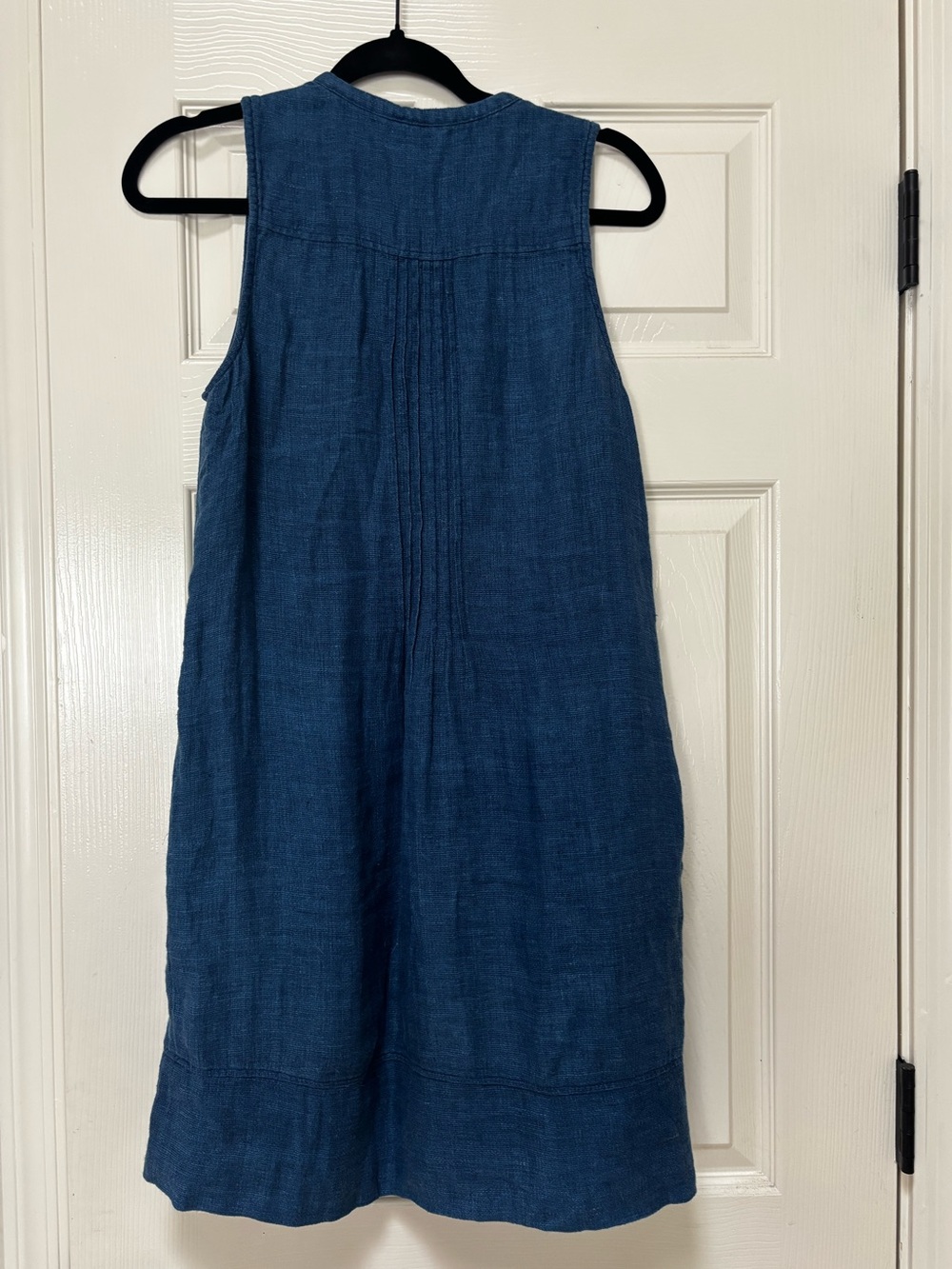 Faherty Navy Blue Linen Midi Dress - Picture 2 of 4